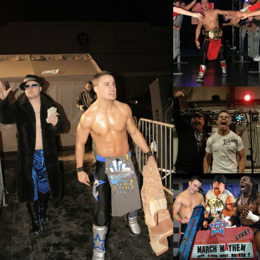Collage of Matt Young's wrestling photos