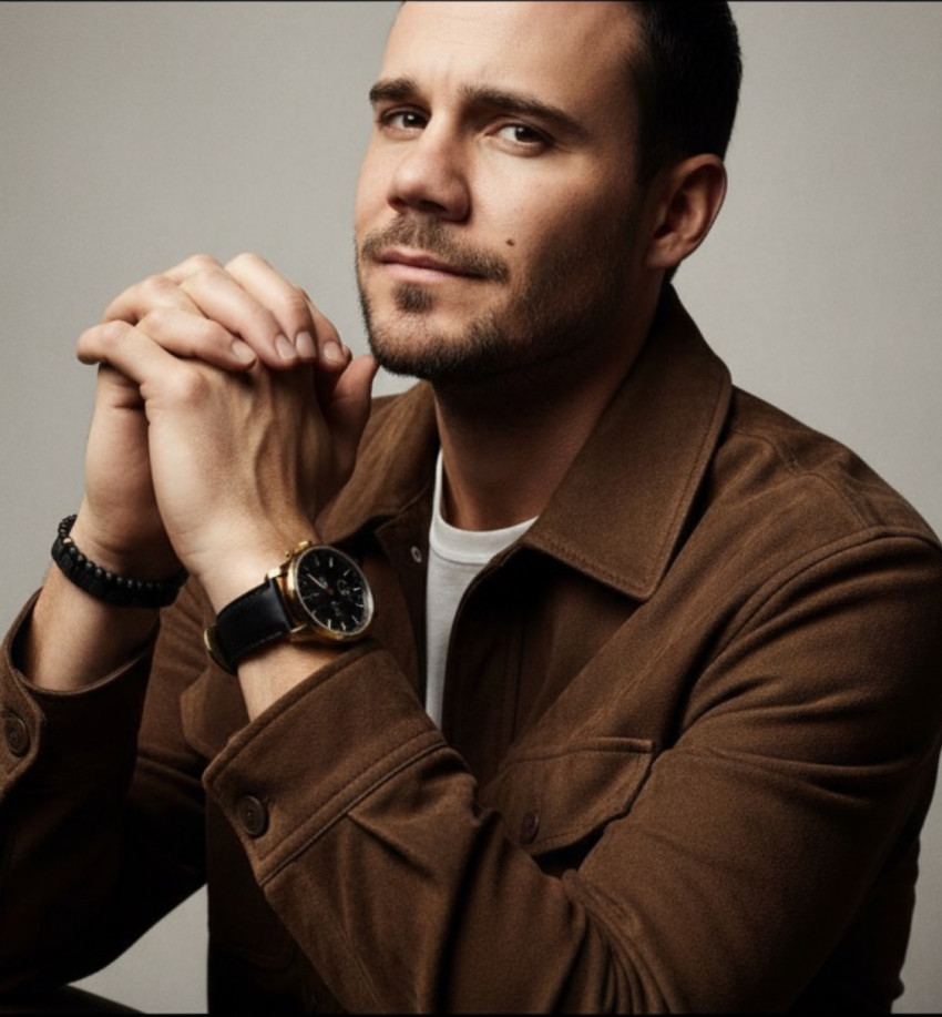 Matt Young portrait in a brown shirt
